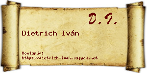Dietrich Iván névjegykártya